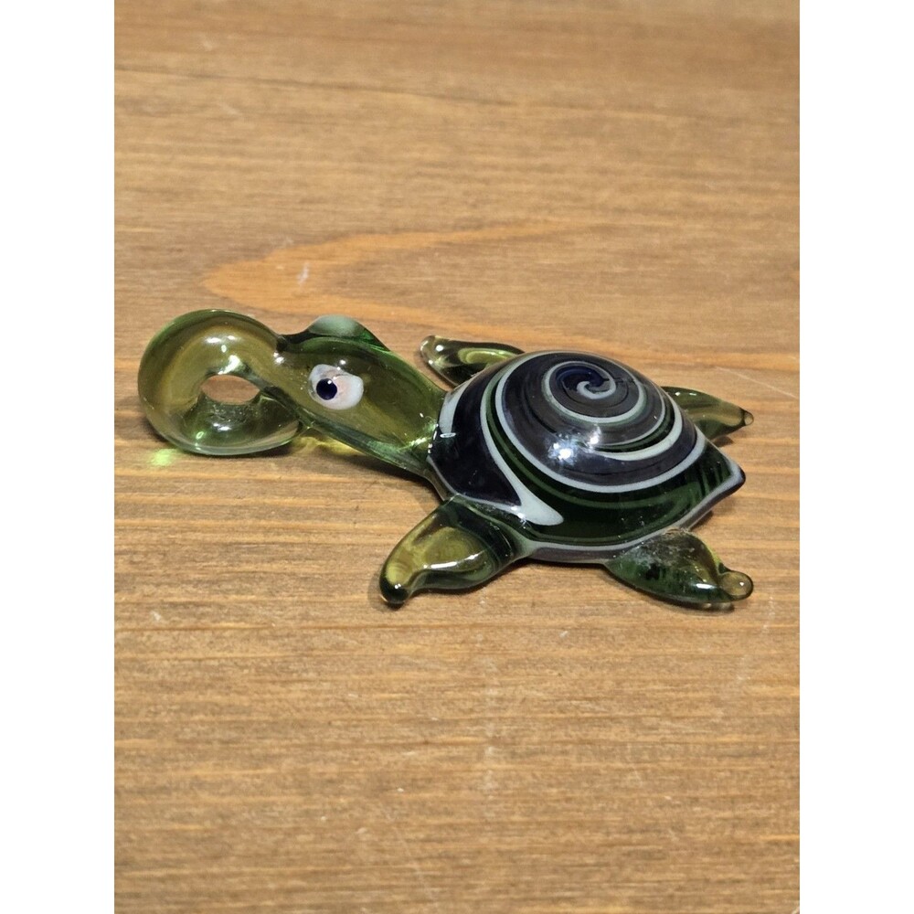 Handmade Art Handblown Glass Sea Turtle Pendant Necklace